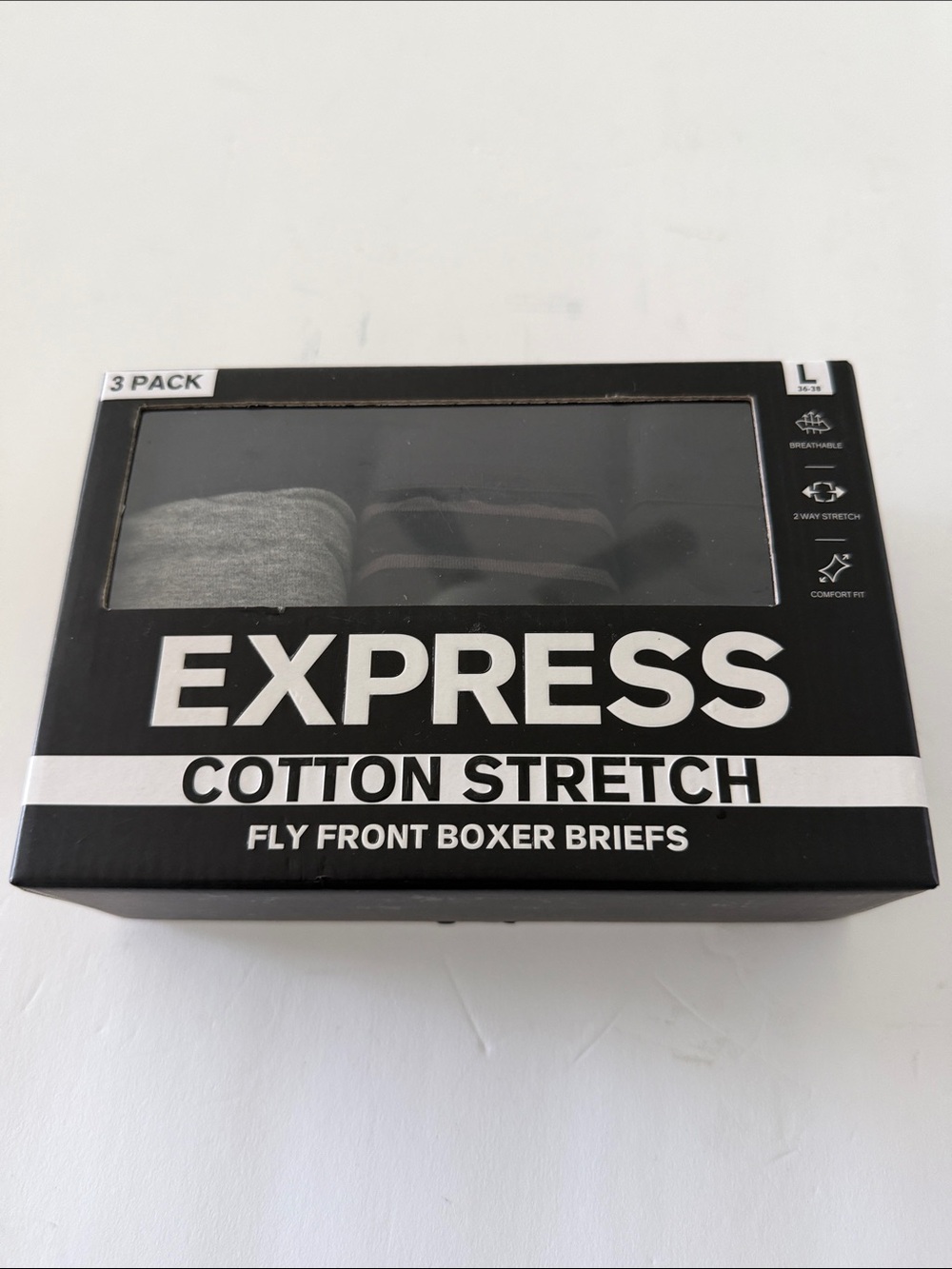 Express Boxer Briefs 3-Pack in Black & Gray